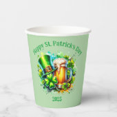 Waterverf Happy St. Patrick's Day Party accessoire Papieren Bekers (Voorkant)