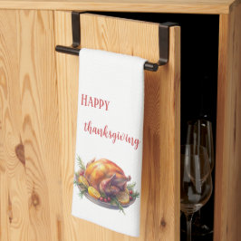 Waterverf Happy Thanksgiving, Geroosterde kalkoen Theedoek