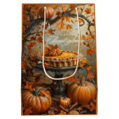 Waterverf Happy Thanksgiving Pumpkin Pie Medium Cadeauzakje (Achterkant)