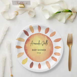 Waterverf Happy Yellow Sun Baby shower Papieren Bordje