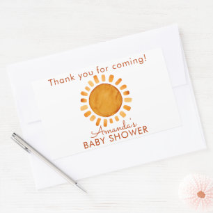 Waterverf Happy Yellow Sun Dank u Baby shower Rechthoekige Sticker