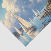 Waterverf Harbour Town Vuurtoren Tissuepapier (Detail)