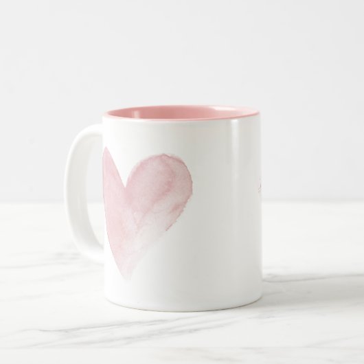 Waterverf Harde roze Valentijn Love Coffee Mok (Voorkant links)