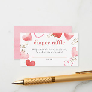 Waterverf Hart Baby shower Diaper Raffle Informatiekaartje