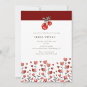 Waterverf Hart Bloemen Rode Kersenuitnodiging Kaart (Voorkant)