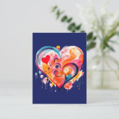 Waterverf hart briefkaart (Staand voorkant)