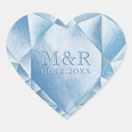 Waterverf Hart Diamant 60e Huwelijk Jubileum Hart Sticker