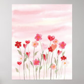 Waterverf hart en bloemen poster (Voorkant)