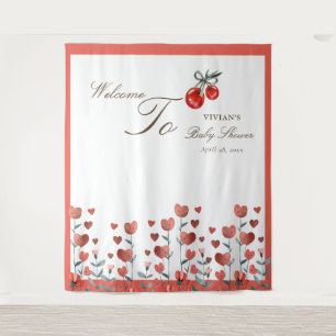 Waterverf Hart Floral Cherry Op Top Baby shower Wandkleed