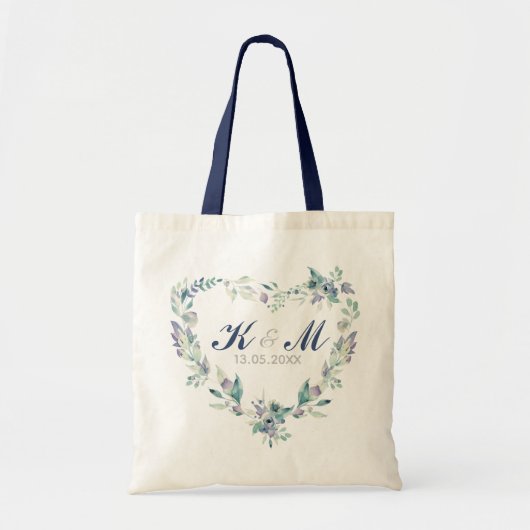 Waterverf Hart Floral Wreath Tote Bag (Voorkant)