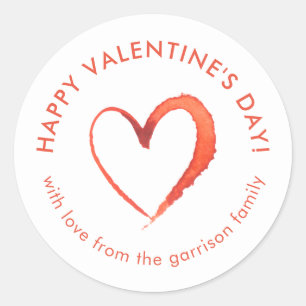 Waterverf Hart Gelukkige Valentijnsdag Ronde Sticker