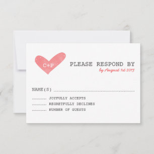 Waterverf Hart Handgeschreven bruiloft RSVP-Kaart RSVP Kaartje