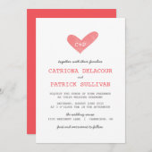 Waterverf Hart Handgeschreven bruiloft Uitnodiging (Voorkant / Achterkant)