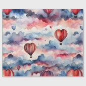 Waterverf hart heteluchtballon cadeaupapier (Vlak)