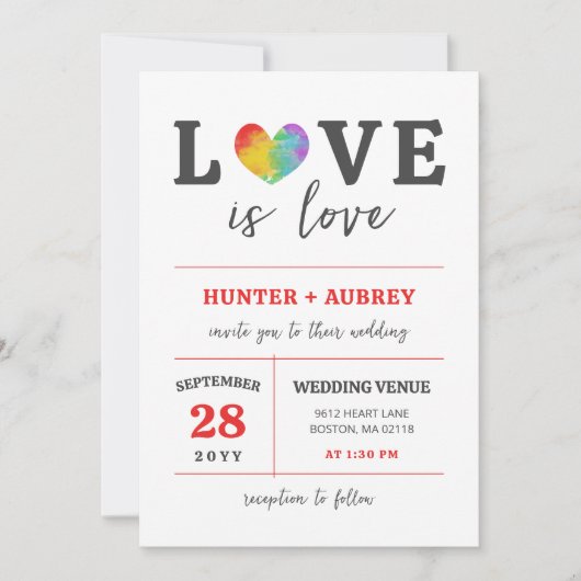 Waterverf Hart Liefde Is Liefde Homoseksuele Lesbi Kaart (Voorkant)