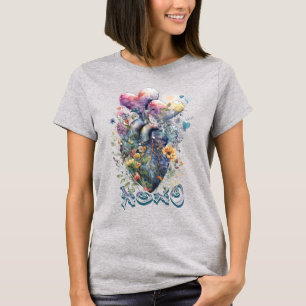 Waterverf hart t-shirt