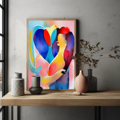 Waterverf hart van liefde kunst poster