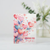 Waterverf hartballonnen met elegant script briefkaart (Staand voorkant)