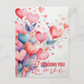 Waterverf hartballonnen met elegant script briefkaart (Voorkant)