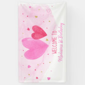 Waterverf Harten Birthday Spandoek (Verticaal)