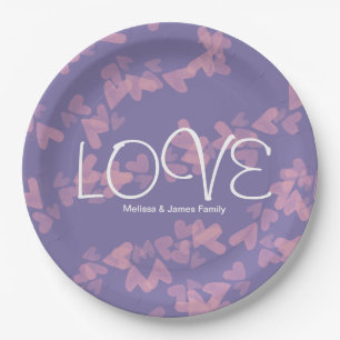 Waterverf Harten Drijvend Roze Paarse Liefde Papieren Bordje