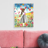 Waterverf harten en een klein meisje canvas afdruk (Insitu (Woonkamer))