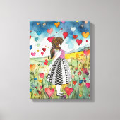 Waterverf harten en een klein meisje canvas afdruk (Voorkant)