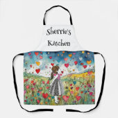 Waterverf harten en een klein meisje schort (Voorkant)