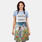 Waterverf harten en een klein meisje schort (Gedragen)