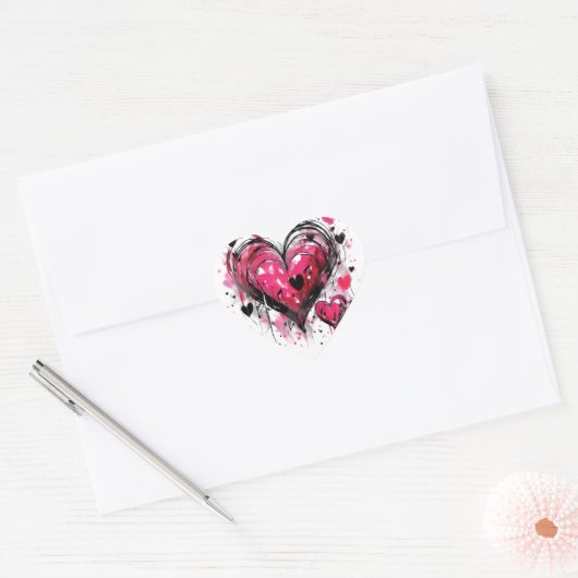 Waterverf harten hart sticker (Envelop)
