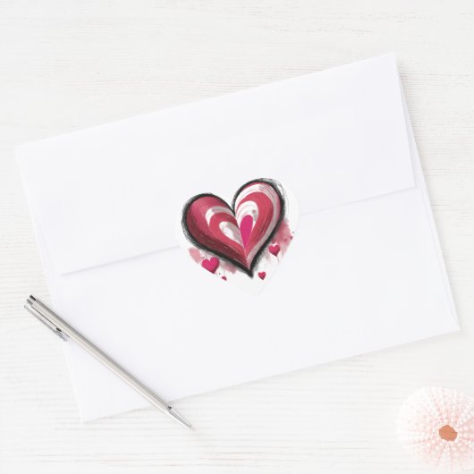 Waterverf harten hart sticker (Envelop)