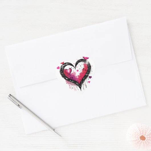 Waterverf harten hart sticker (Envelop)