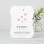 Waterverf Harten Meisje Baby Sprinkle Uitnodiging (Staand voorkant)