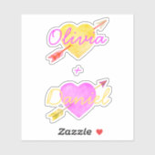 Waterverf Harten Pijlen Heldere Valentijn Liefde Sticker (Vel)