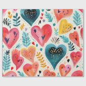 Waterverf Harten Valentijn Cadeaupapier (Vlak)