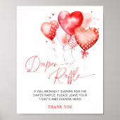 Waterverf Harten Valentijn Luier Raffle Poster (Voorkant)
