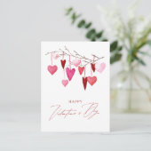 Waterverf Harten Valentijnsdag Briefkaart (Staand voorkant)