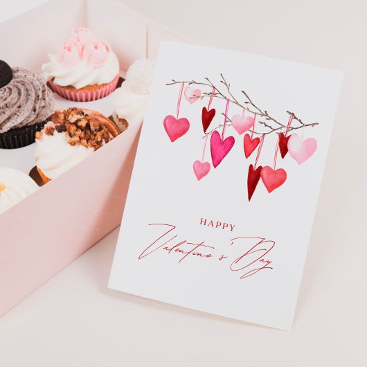 Waterverf Harten Valentijnsdag Feestdagenkaart