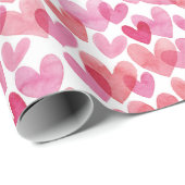 Waterverf hartpatroon cadeaupapier (Rol Hoek)