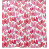 Waterverf hartpatroon douchegordijn (Voorkant)
