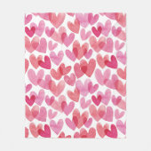Waterverf hartpatroon fleece deken (Voorkant)