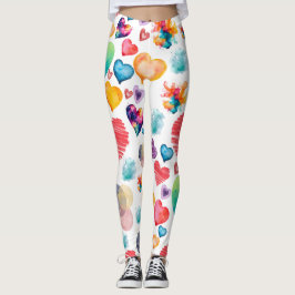 Waterverf hartpatroon leggings