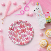 Waterverf hartpatroon papieren bordje (Feest)