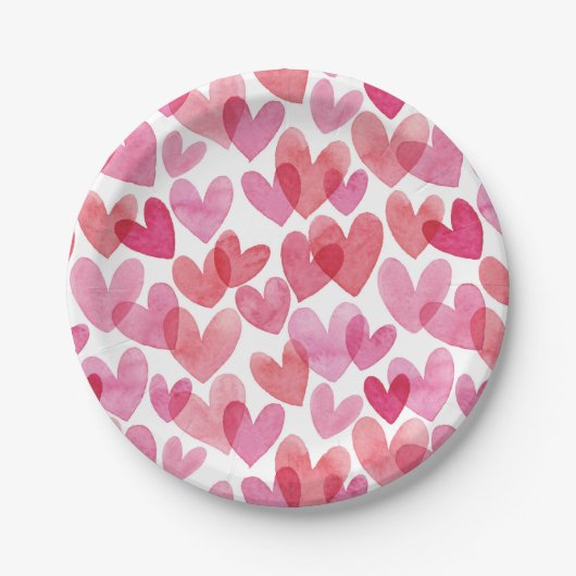 Waterverf hartpatroon papieren bordje (Voorkant)