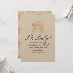 Waterverf Hartrinboogstroke Baby shower Rustisch Kaart