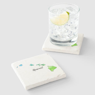 Waterverf Hawaii State Map Stenen Onderzetter