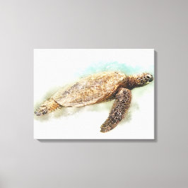 Waterverf Hawaiiaanse Zee Turtle Canvas Afdruk