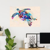Waterverf Hawaiiaanse Zee Turtle Poster (Thuiskantoor)