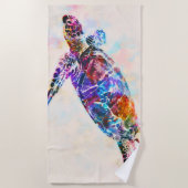Waterverf Hawaiiaanse Zee Turtle Strandlaken (Voorkant)