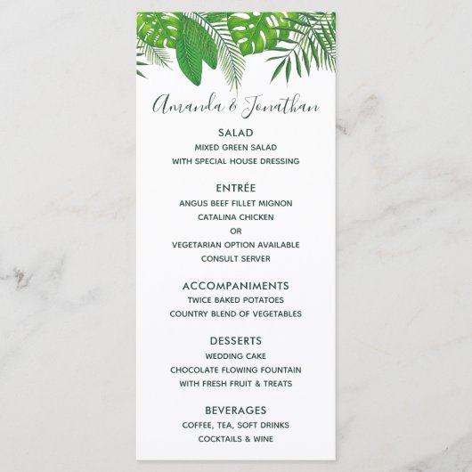 Waterverf Hawaiian Aloha Luau Wedding Menu (Voorkant)